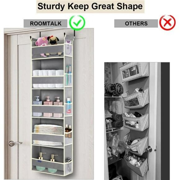 Over The Door Organizer 5 Shelf Hanging Storage with Pockets for Closet - Picture 3 of 7